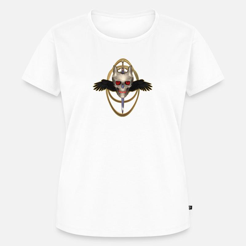 Crâne avec épée - T-shirt Premium bio Femme - blanc