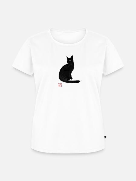 schwarze Katze - Frauen Premium Bio T-Shirt -