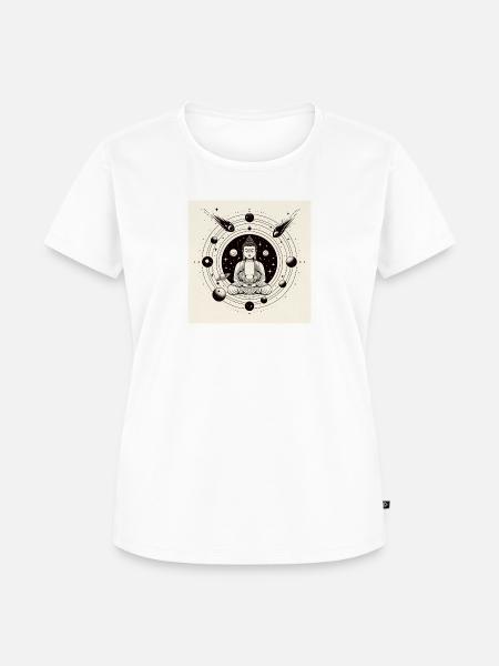 Space-Buddha schwarzweiß - Frauen Premium Bio T-Shirt -