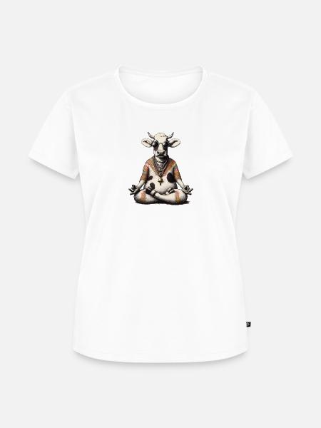 Schweizer Milchkuh Hippie Meditation - Frauen Premium Bio T-Shirt - Weiß