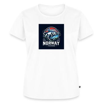 Norwegen Angeln - Frauen Premium Bio T-Shirt - Weiß - Vorne - AI Model Female 172 dark (172cm)