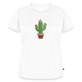 Hübscher bestickter Kaktus - Frauen Premium Bio T-Shirt - Weiß - Vorne - AI Model Female 172 dark (172cm)
