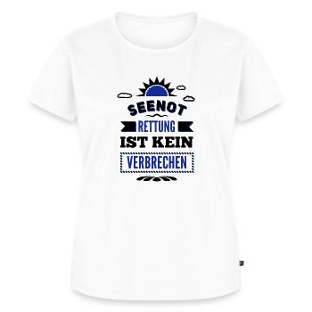 Seenotrettung ist kein Verbrechen - black & blue - Frauen Premium Bio T-Shirt - Weiß - Vorne - AI Model Female 172 dark (172cm)