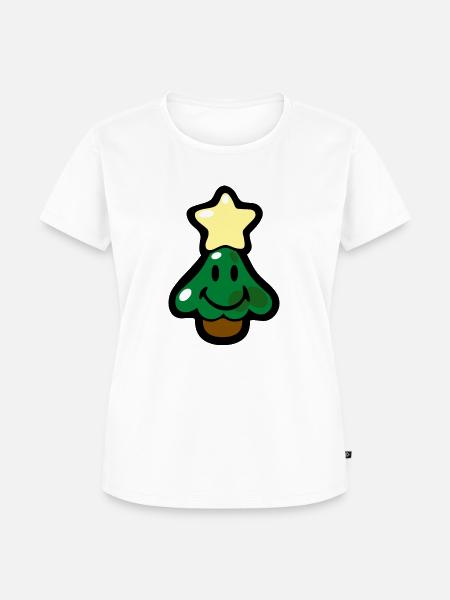 Smiley Christmas Tree with Star - Frauen Premium Bio T-Shirt - Weiß
