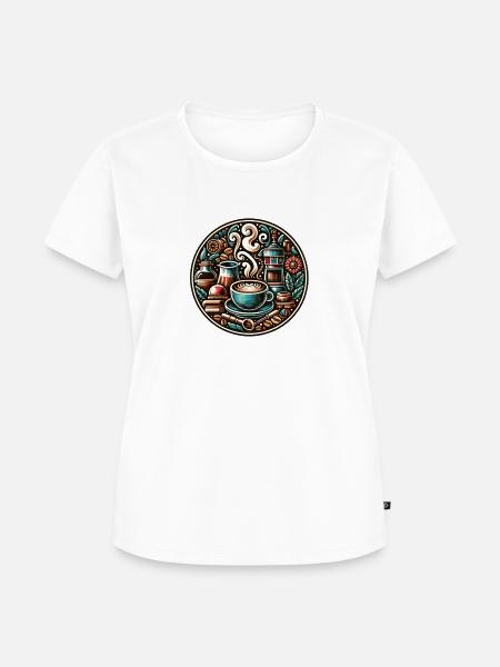 Kaffee Plakette - Frauen Premium Bio T-Shirt - Weiß