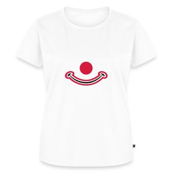 Clowngesicht mit roter Nase. Clownsgesicht - Frauen Premium Bio T-Shirt - Weiß - Vorne - AI Model Female 172 dark (172cm)