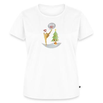 Yoga Shirt Weihnachten Say Ho, Nikolaus, Santa - Frauen Premium Bio T-Shirt - Weiß - Vorne - AI Model Female 172 dark (172cm)