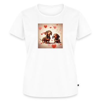 Liebevolle Dackel - Frauen Premium Bio T-Shirt - Weiß - Vorne - AI Model Female 172 dark (172cm)