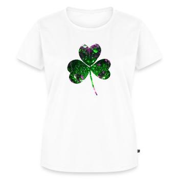 klee,pailetten,kleeblatt,blatt,grün - Frauen Premium Bio T-Shirt - Weiß - Vorne - AI Model Female 172 dark (172cm)