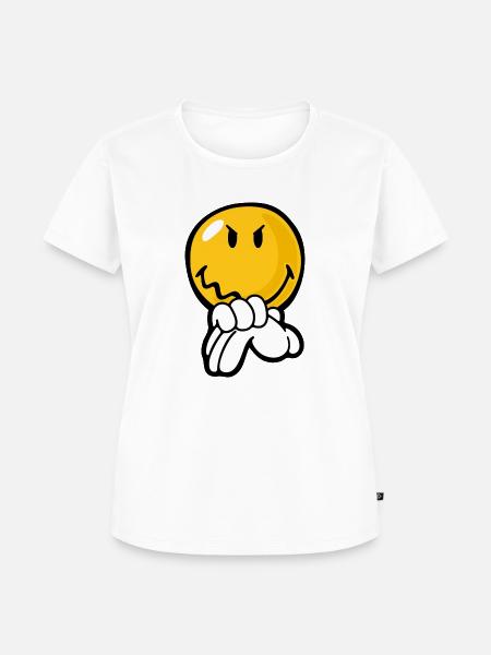 Smiley Anger Vengeful - Frauen Premium Bio T-Shirt - Weiß