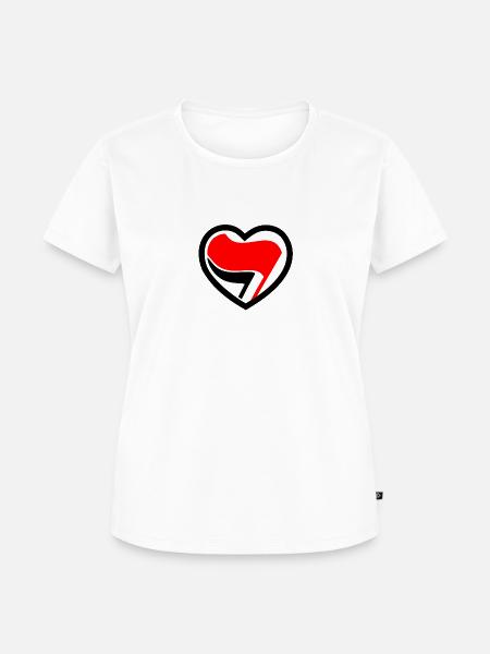 Antifa Herz - 161 Crew - Frauen Premium Bio T-Shirt - Weiß