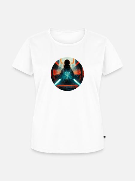 Leila Spaceship Retro - Frauen Premium Bio T-Shirt - Weiß