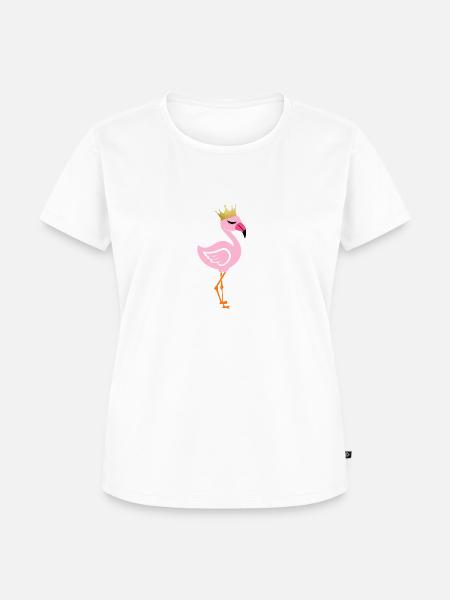 Flamingo mit Krone - Frauen Premium Bio T-Shirt - Weiß