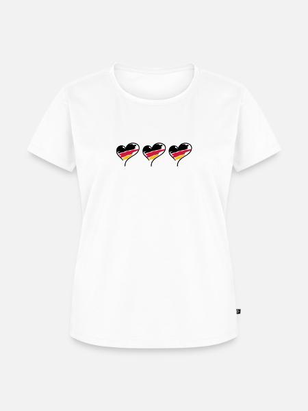 Deutschland,3,drei,Herzen - Frauen Premium Bio T-Shirt - Weiß