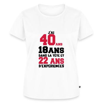 j'ai 40 ans - T-shirt Premium bio Femme - blanc - Devant - AI Model Female 172 dark (172cm)