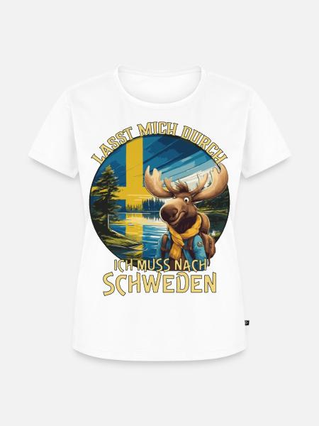 Schweden - lasst mich durch - Elch - Frauen Premium Bio T-Shirt - Weiß