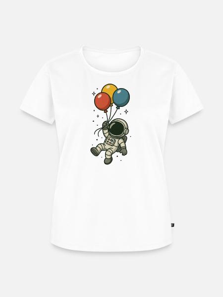 Astronaut mit Ballons - Frauen Premium Bio T-Shirt - Weiß