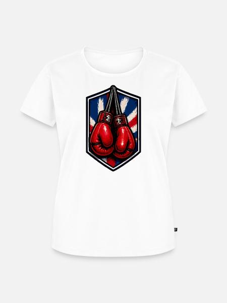 Union Jack Schild Boxhandschuhe - Frauen Premium Bio T-Shirt - Weiß