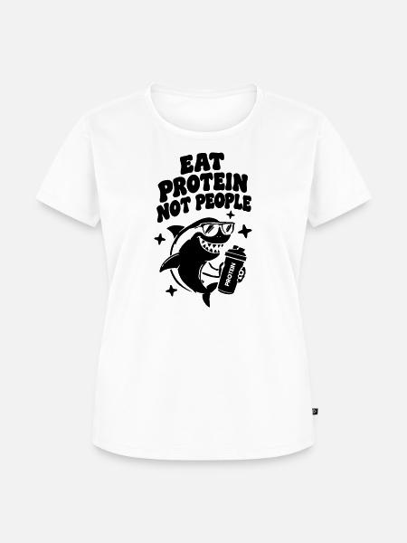 Shark Gym Tshirt Funny - Frauen Premium Bio T-Shirt - Weiß