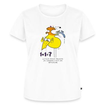 Réflexion Shadokienne... - T-shirt Premium bio Femme - blanc - Devant - AI Model Female 172 dark (172cm)