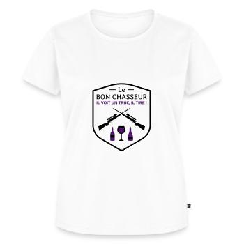 Le bon chasseur - Les Inconnus - Réplique Culte ! - T-shirt Premium bio Femme - blanc - Devant - AI Model Female 172 dark (172cm)