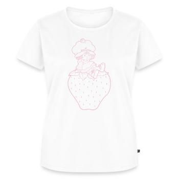 Emily Erdbeer Auf Einer Erdbeere In Rosa - Frauen Premium Bio T-Shirt - Weiß - Vorne - AI Model Female 172 dark (172cm)