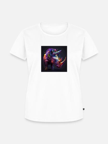 Farbiger Triceratops, einzigartiges Design - Frauen Premium Bio T-Shirt - Weiß
