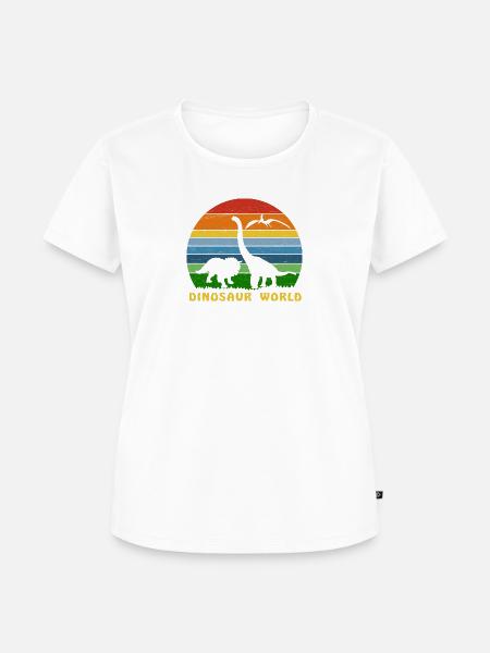 Dinosaurier Welt Retro, Schattenfigur - Frauen Premium Bio T-Shirt - Weiß