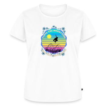 Ich liebe die schöne Natur mit Bergen und skaten - Frauen Premium Bio T-Shirt - Weiß - Vorne - AI Model Female 172 dark (172cm)