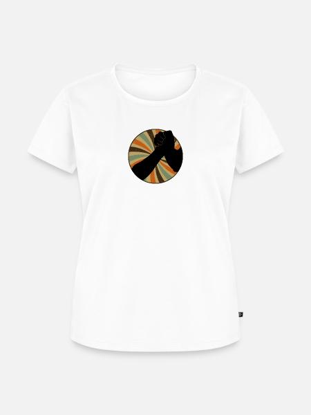 Starker Mann Armdrücken Muskeln - Frauen Premium Bio T-Shirt - Weiß