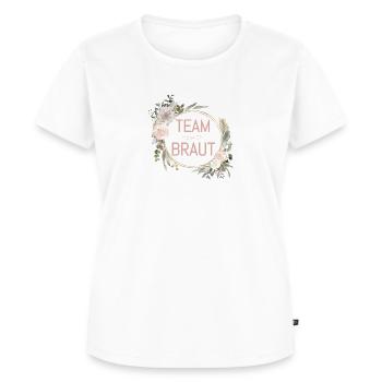Team Braut! Eukalyptus Blumen Kreis - Frauen Premium Bio T-Shirt - Weiß - Vorne - AI Model Female 172 dark (172cm)