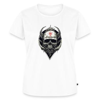 Totenkopf mit rotem Symbol - Frauen Premium Bio T-Shirt - Weiß - Vorne - AI Model Female 172 dark (172cm)