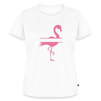 Flamant rose avec champ de texte - T-shirt Premium bio Femme - blanc - Devant - AI Model Female 172 dark (172cm)