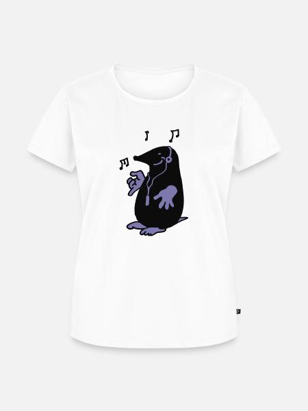 Maulwurf mit MP3-Man - Frauen Premium Bio T-Shirt - Weiß