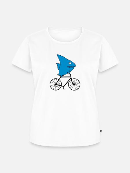 Hai fährt Fahrrad - Frauen Premium Bio T-Shirt - Weiß