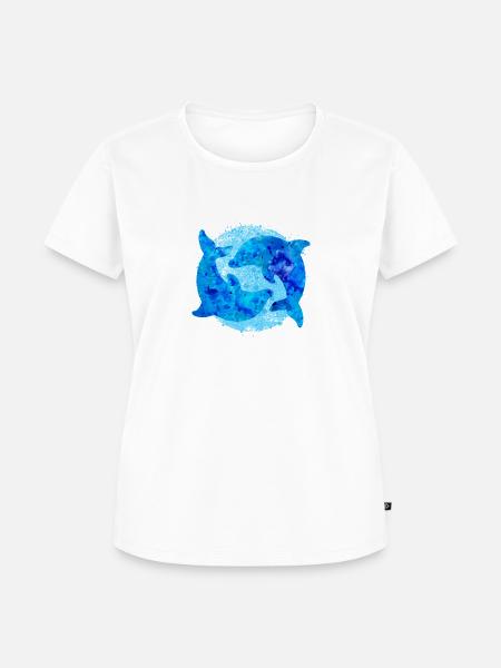 Delfine (Wasserfarben) - Frauen Premium Bio T-Shirt - Weiß