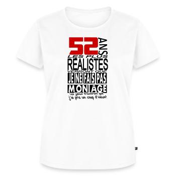 52 ans / t shirt 52 ans / anniversaire 52 ans - T-shirt Premium bio Femme - blanc - Devant - AI Model Female 172 dark (172cm)