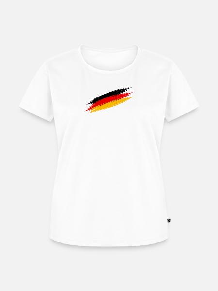 Schwarz-Rot-Gold Pinselstreifen - Frauen Premium Bio T-Shirt - Weiß