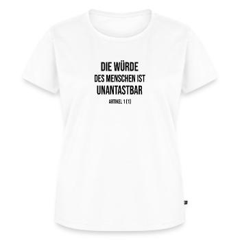 Die würde des Menschen ist unantastbar Artikel 1 - Frauen Premium Bio T-Shirt - Weiß - Vorne - AI Model Female 172 dark (172cm)