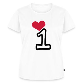 Number 1 & red heart - Women's Premium Organic T-shirt - white - Front - AI Model Female 172 dark (172cm)