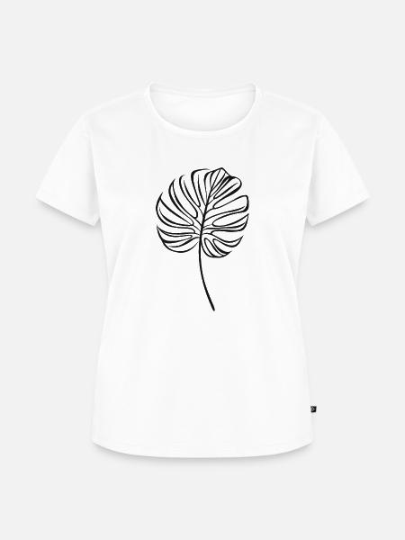 Strichzeichnungen Monstera Blatt - Frauen Premium Bio T-Shirt - Weiß