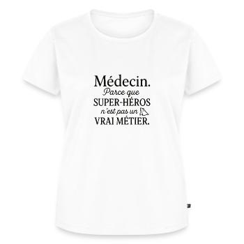Médecin : Le vrai métier des super-héros - T-shirt Premium bio Femme - blanc - Devant - AI Model Female 172 dark (172cm)