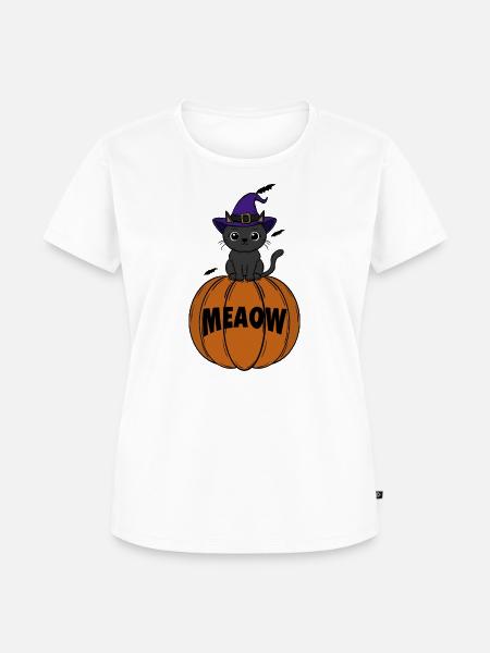 Katze  Halloween - Frauen Premium Bio T-Shirt - Weiß
