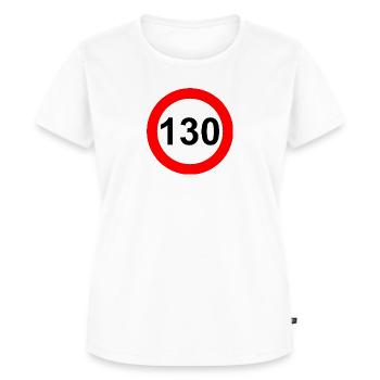 Panneau routier limite de vitesse 130 - T-shirt Premium bio Femme - blanc - Devant - AI Model Female 172 dark (172cm)