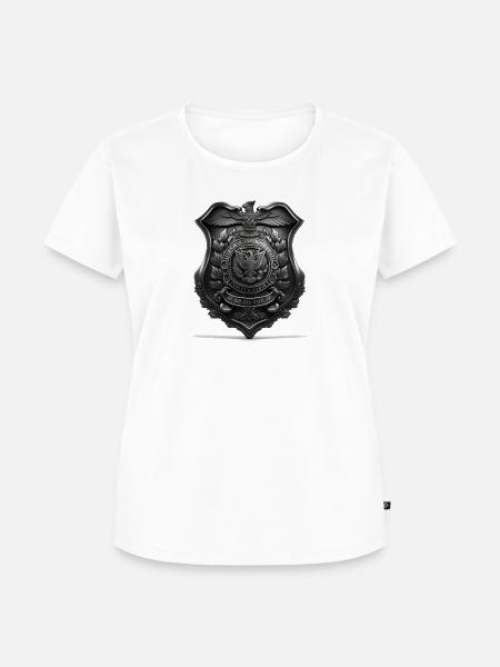 Schwarze Polizeiabzeichen-Silhouette - Frauen Premium Bio T-Shirt - Weiß