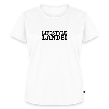 Lifestysle Landei Typo - Frauen Premium Bio T-Shirt - Weiß - Vorne - AI Model Female 172 dark (172cm)