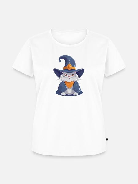 wizard cat - Frauen Premium Bio T-Shirt - Weiß