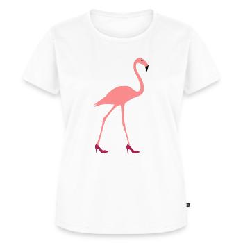 Flamingo auf roten High Heels - Frauen Premium Bio T-Shirt - Weiß - Vorne - AI Model Female 172 dark (172cm)