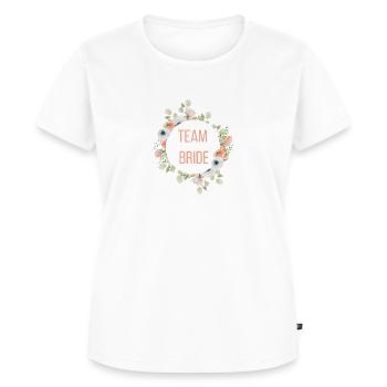 Équipe Bride! Couronne de fleurs, personnalisable - T-shirt Premium bio Femme - blanc - Devant - AI Model Female 172 dark (172cm)