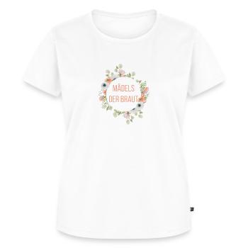 Mädels der Braut! Blumen Kranz, personalisierbar - Frauen Premium Bio T-Shirt - Weiß - Vorne - AI Model Female 172 dark (172cm)